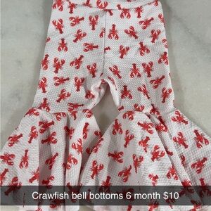 Red Lobster Print Kids Bell Bottoms